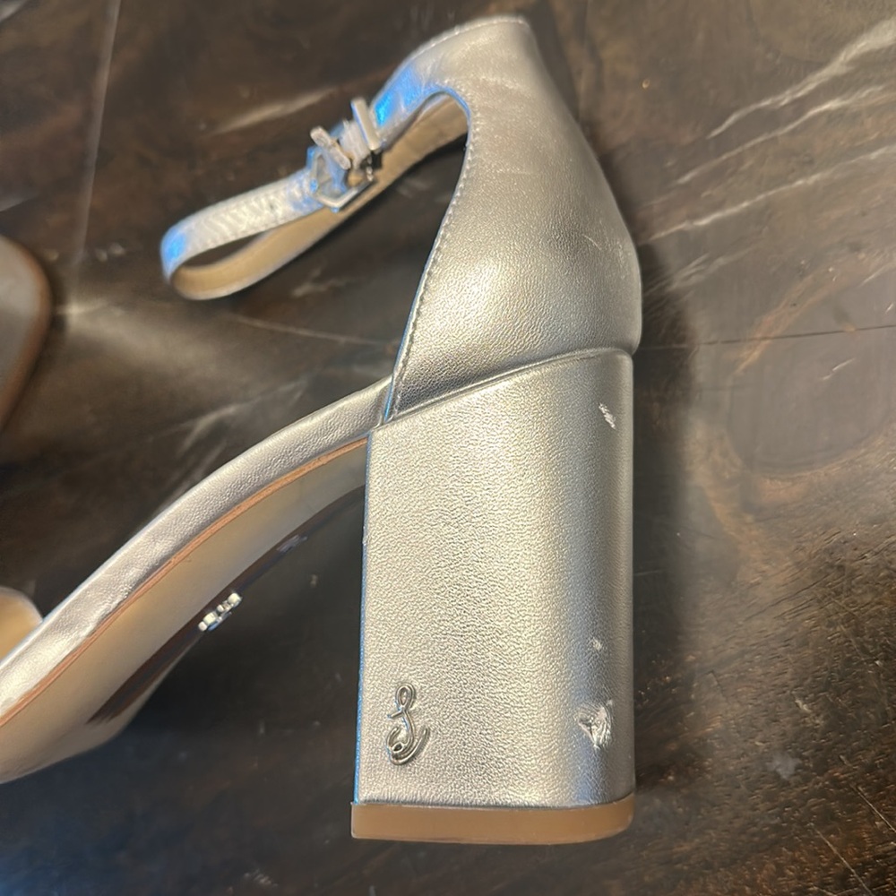 Sam Edelman Danielle Silver Metallic Leather Strappy Block heel sandals women 6w - Picture 8 of 10